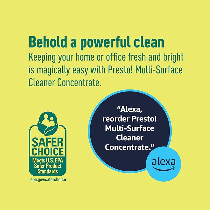 Amazon Brand - Presto! Multi-Surface Cleaner Concentrate, 2X Concentrated Formula, Lemon Scent, Streak-Free All Purpose Cleaner for Hardwood Floors, Tile, Countertops, 32 fl oz, 2-Pack