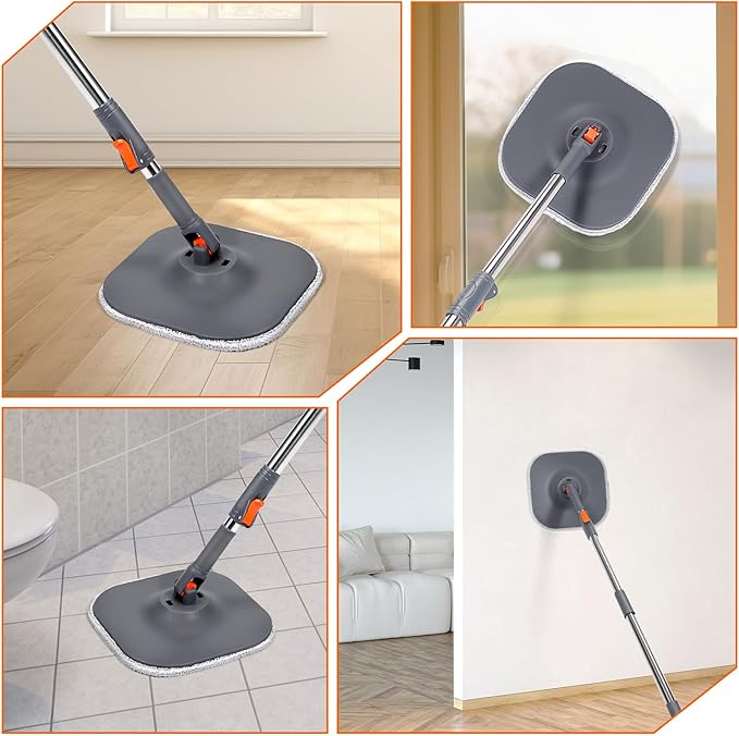 Chabatree Mop and Bucket Set,Spin Mop and Bucket Set with Separate Dirty and Clean Water,6 Replaceable Mop Pads,Deep-Cleaning Mops for Floors, Versatile Mops for Walls