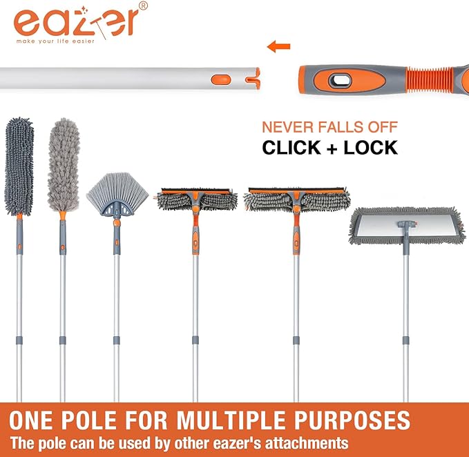 Eazer 65'' Squeegee Window Cleaner 2 in 1 Rotatable Window Cleaning Tool Kit with Telescopic Pole, Window Washing Equipment with Bendable Head for Indoor/Outdoor Window and Car Glass
