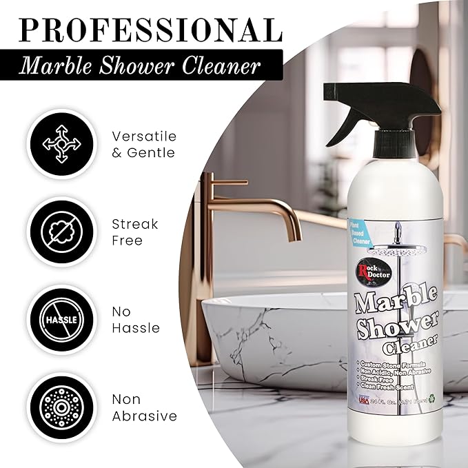 Rock Doctor Granite & Quartz Marble Shower Cleaner Spray, Shower & Tile Cleaner, Soap and Scum Remover, Works on Ceramic Tile, Hard Water Stain Remover, 24.oz Pack of 1