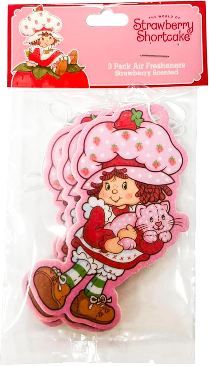 Strawberry Shortcake Paper Air Freshener | Strawberry Air Freshner Car | Strawberries Shortcake Collectibles Gift | Strawberries Scented Air Freshener | 3/Set | Officially Licensed (2 Count)