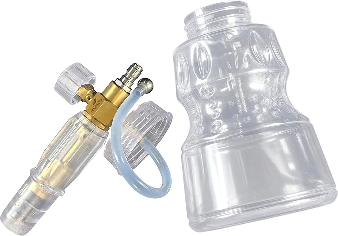 MaxFlow Foam Cannon - 1 Liter Capacity with Adjustable Nozzle, 1/4" & M22 Quick Connector, 4 Orifices & Stainless Steel Filter - Thick Foam Power Washer Accessory for Washing Cars