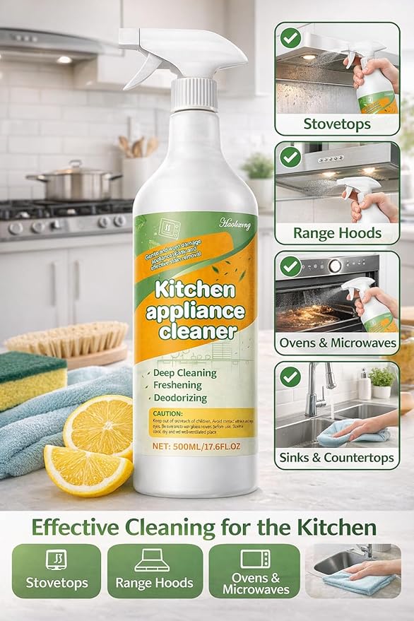 Fly Spray Clèanse Household Formula,Kitchen Appliance Cleaner Spray,Multi-Purpose Degreaser for Oven,Stove, Range Hood & Countertops, Gentle Formula for Daily Cleaning, Fresh & Easy Wipe Clean, 500 ml