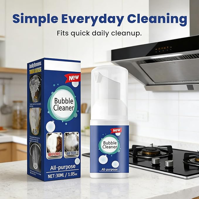 Foaming Heavy Oil Stain Remover, Rinse-Free Foam Cleaner Spray for Kitchen Grease, Multi-Surface All Purpose Cleaner for Stovetops, Countertops, Range Hoods & Sinks (100ml/3.4oz, 1-Pack)