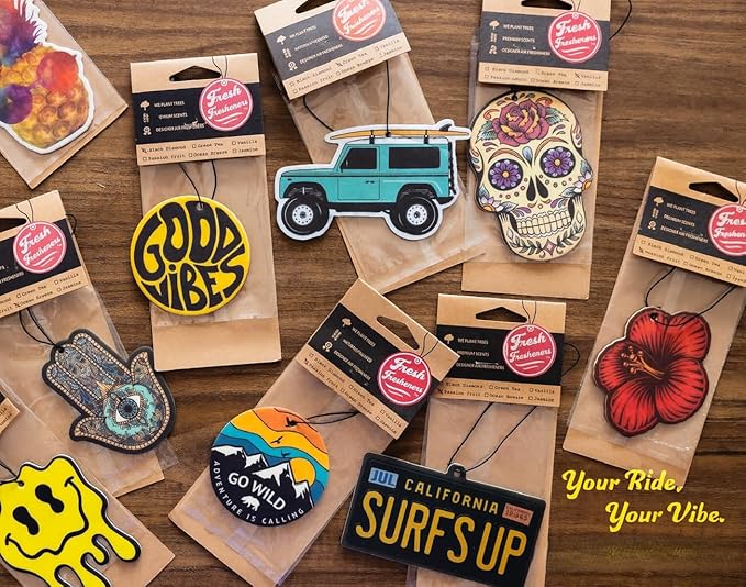 Fresh Fresheners Cute Funny Car Air Fresheners 4 Pack Scented With Premium Oils (Smiley)