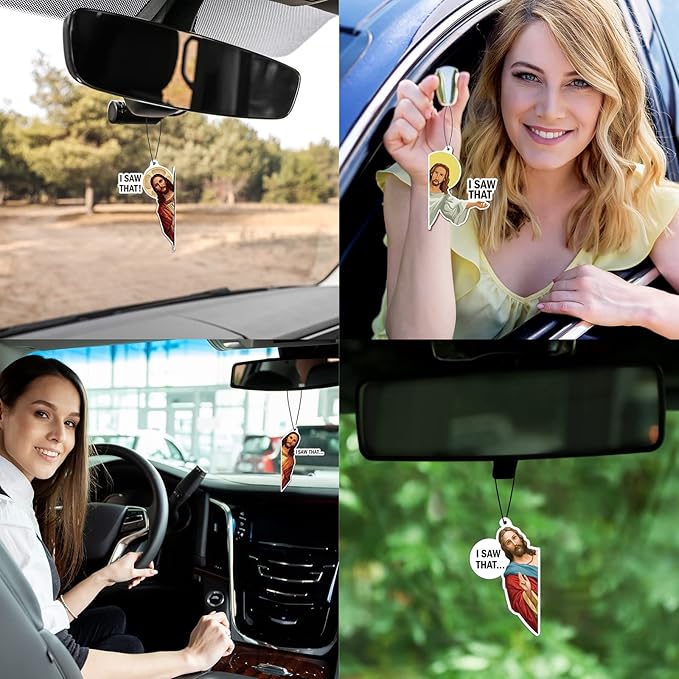 8 Pack Jesus I Saw That Car Air Fresheners Funny Hanging Air Fresheners Car for Cute Mirror Freshener Mirror Scented Hanging Accessories for Men Woman