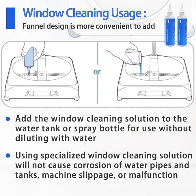 230ml Window Cleaning Solution - Compatible with Ecovacs Winbot W2 Omni/W2 Pro Omni/W2 Pro/W1/W1 Pro/W1s/Mini, Robot Cleansing Fluid & Agent(4PCS)