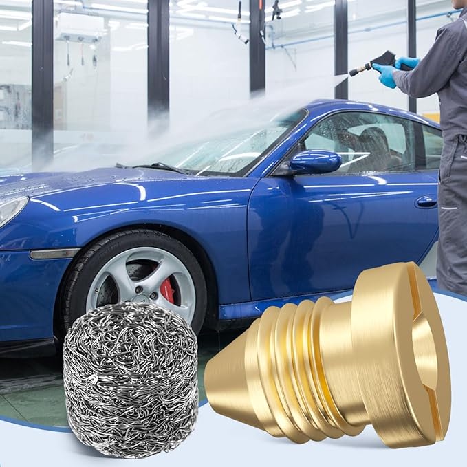 2 Pieces 1.1 mm Orifice Foam Cannon and 2 Pieces Foam Maker, Universal Brass Thread Nozzle Tips and Mesh Filter for Snow Foam Lance, Tool Daily Foam Cannon
