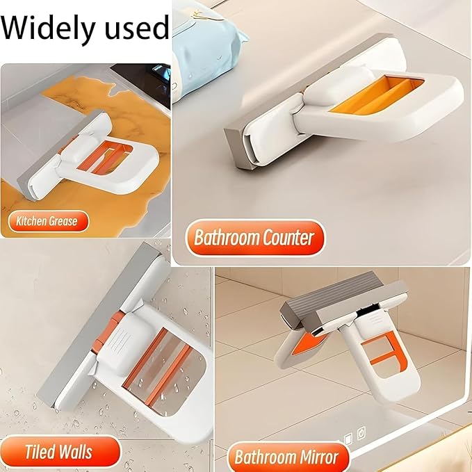 Mini Foldable Desktop Mop, Portable Mini Cleaning Mop, Lazy Desktop Sponge Mops, Mini Handheld Mops with Wet/Dry Spray for Bathroom, Kitchen, Desktop, Glass, Living Room, Car (White,1pcs)
