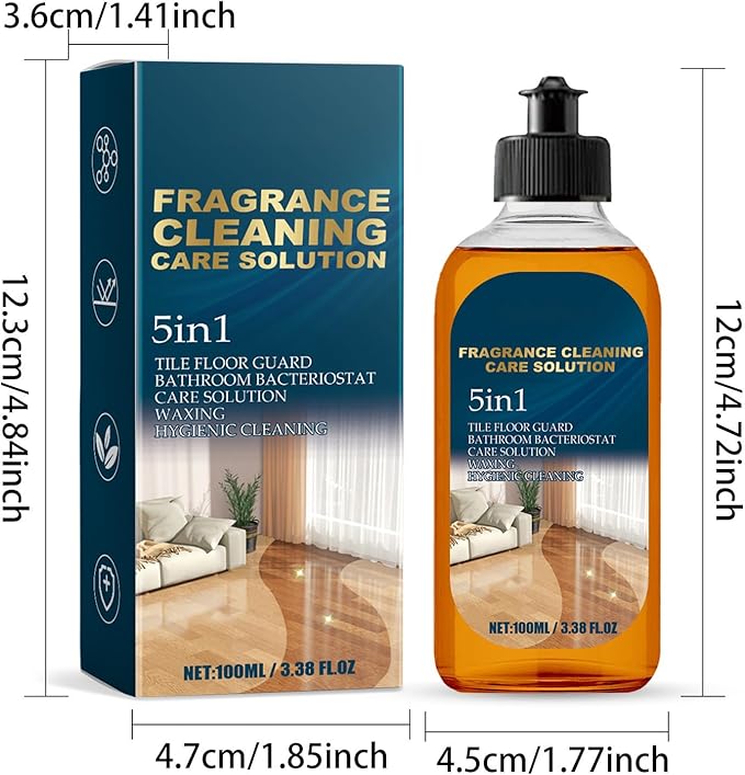 5 in 1 Floor Cleaner, Fragrance Cleaning Care Solution, Fast-Drying Floor Cleaner with Prebiotic-Inspired Formula, Stain and Odor Removal, Low-Residue Shine (2PCS)