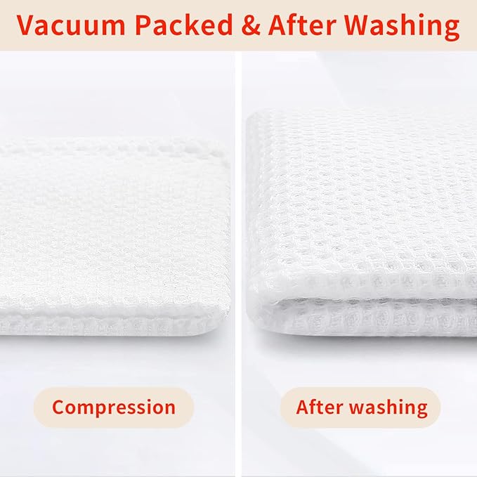 Homaxy 100% Cotton Oversized Waffle Weave Kitchen Dish Towels, Ultra Soft Absorbent Quick Drying Cleaning Towel, 20x28 Inches, 8-Pack, White