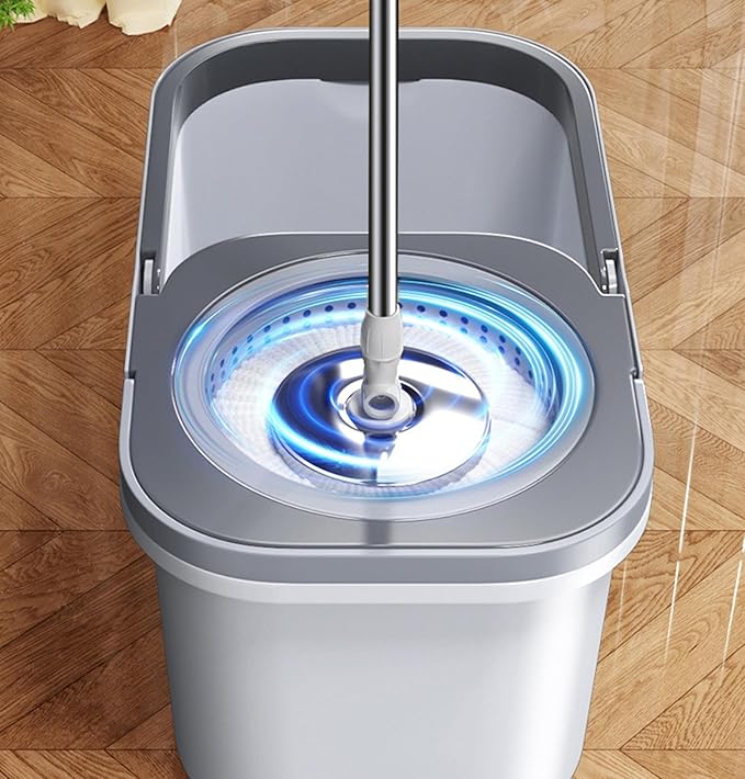 Mop - Spin Bucket System Stainless Steel Deluxe Spinning Floor Cleaning with Microfiber Replacement Refills