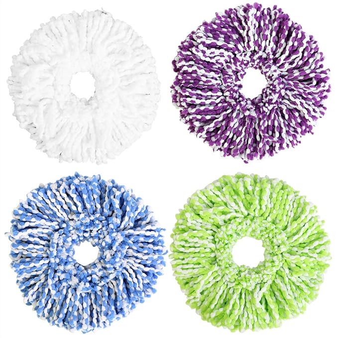 Spin Mop Head Refills Microfiber Round Spin Mop Head Replacement for Universal Spin Mop System Perfect for Home Commercial Use (Green+White)