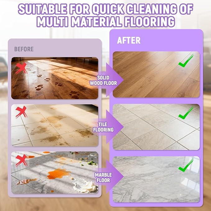 Floor Cleaning Solution Compatible with Roborock Robot Vacuum (Q5/Q7/Q8/Q10/S7/S8/Saros 10R/F25/Qrevo), Floor Cleaner for All Robot Vacuums & Cordless Wet Dry Vacuum with Mopping