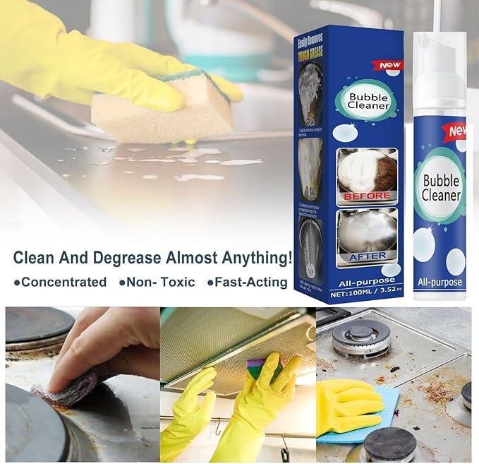 CROOT Bubble Cleaner Foam, Kitchen Foaming Heavy Oil Stain Cleaner, Powerful Stain,Stubborn Grease & Grime Remover Bubble Spray
