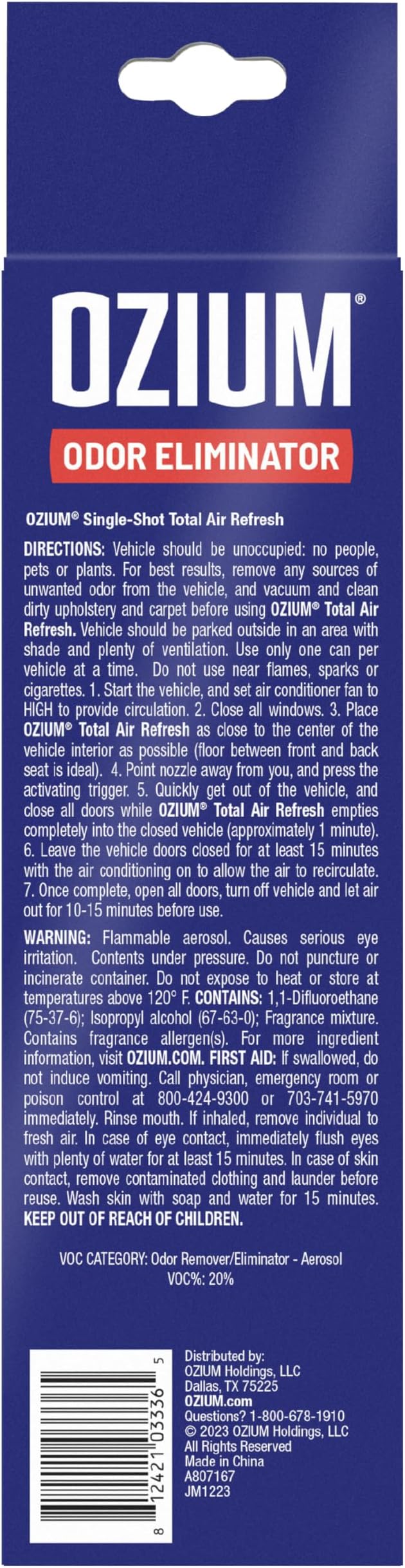 Ozium Air Sanitizer, 2 oz Car Fogger: Single-Shot Smoke Odor Eliminator & Car Air Freshener (New Car Smell, 4 Packs)