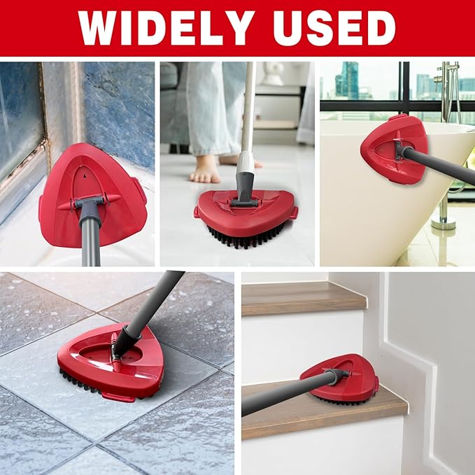 Scrub Brush Replacement Head for O CED, Spin Mop Scrubber Brush Head Replace with Base Attachments, Shower Floor Cleaning Brush for Bathroom, Kitchen(4 Brushes+1 Base)