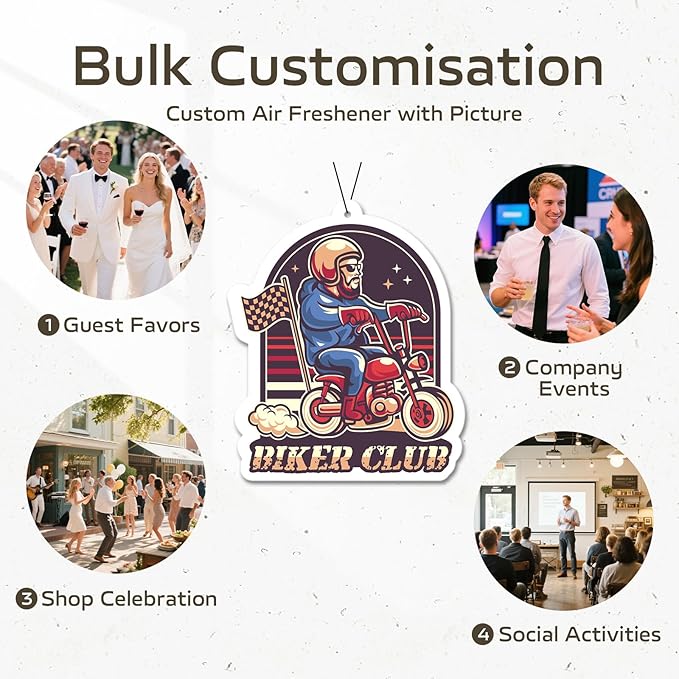 HINFKA 10-1000 Pcs Custom Air Fresheners with Picture – Personalized Double-Sided Car Freshener with Logo or Photo, Bulk Customized Gifts for Business Events and Branding (A01-Logo)
