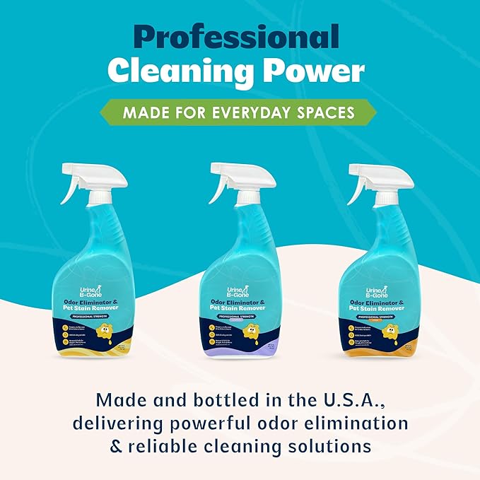 Urine B-Gone, Professional Enzyme Odor Eliminator & Pet Stain Remover, Human, Cat & Dog Urine Cleaner, Effective on Laundry, Carpets & More, Original Scent, 32oz