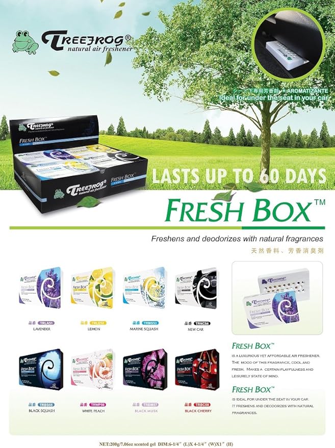 Black Cherry Scent 4 Pack, Treefrog Natural Air Freshener Fresh Box (AKA Xtreme Fresh)