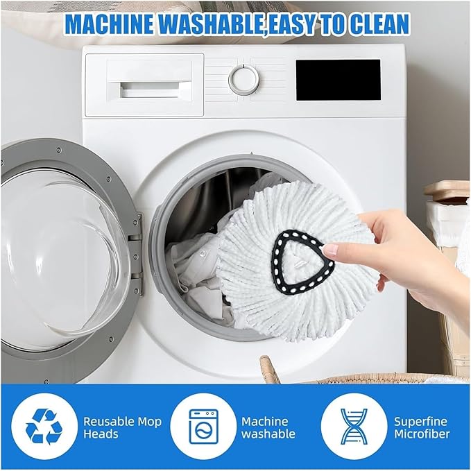 Mop Refill Head ,Compatible for Clean Turbo 2 in 1 Classic Spin Microfibre Universal Triangle Replacement(5pcs)