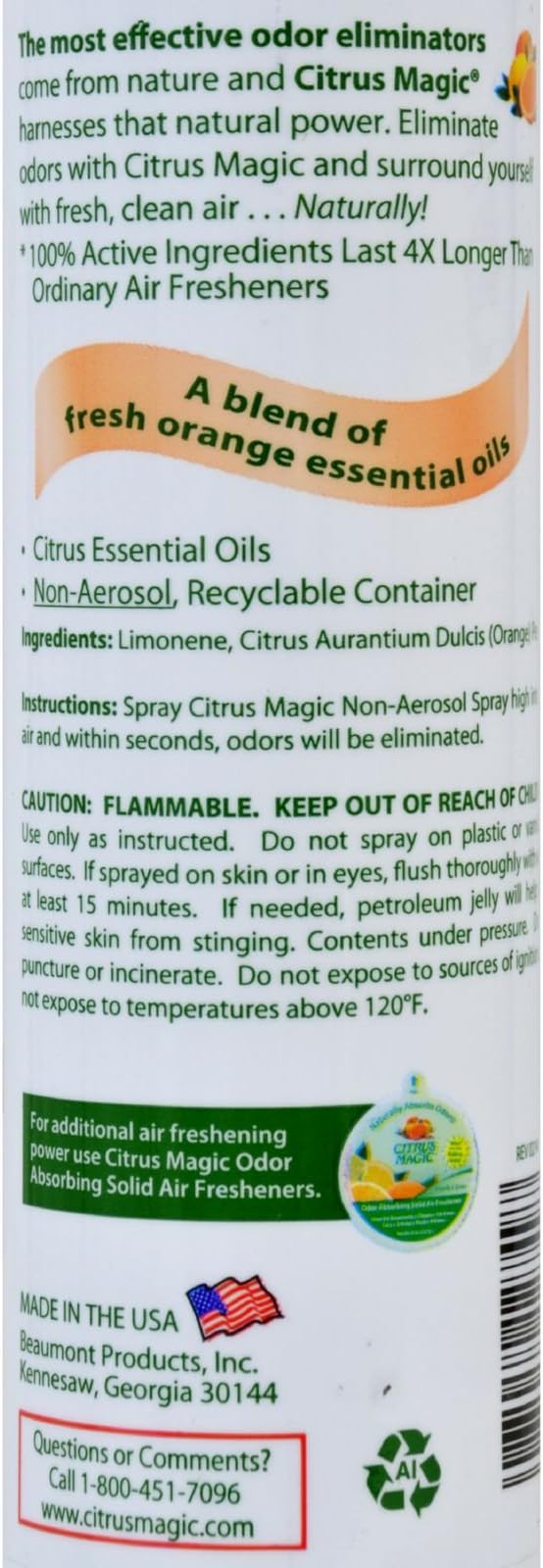 Citrus Magic Fresh Orange Scent Air Freshener Spray 3 oz. Aerosol