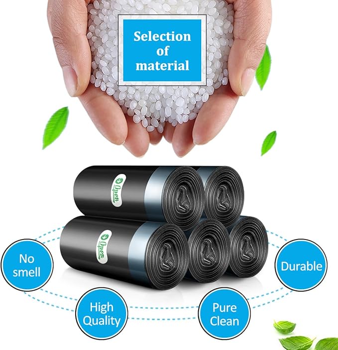 20 Gallon Large Drawstring Trash Bags 120 Counts, Fit 20-21 Gal Trash Can, Heavy Duty Tall Kitchen Garbage Liners, Large Trash Bags Size Chart for Home/Office, Outdoor Lawn & Leaf Bags, Black