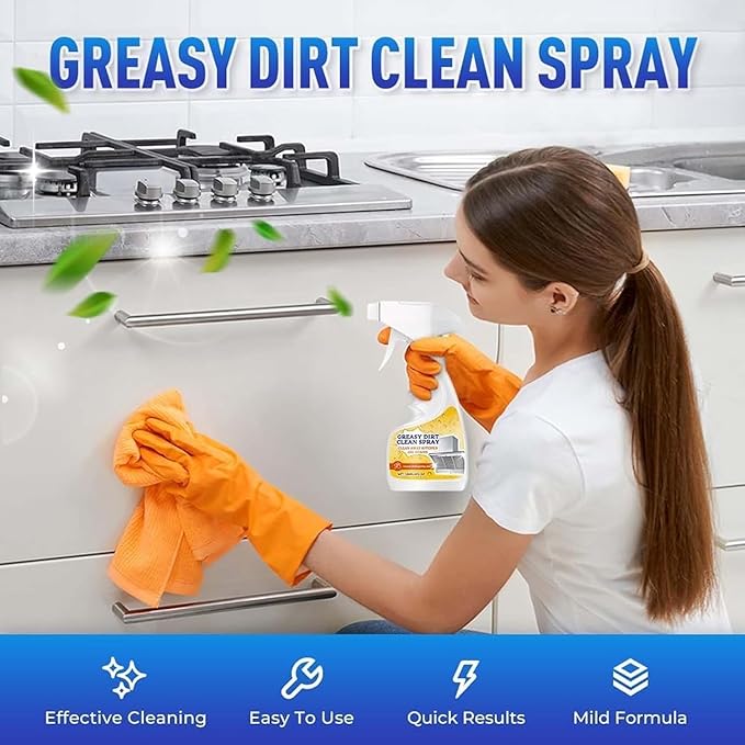 RJDJ 2025 New Greasy Dirt Clean Spray, Multifunctional Powerful Kitchen Foam Cleaner, All Purpose Stain Removal Cleaners, Oven And Grill Cleaners for Kitchen Oil Stains (3PC)