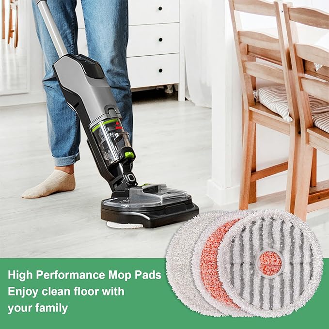 3764 Replacement Mop Pads for Bissell SpinWave: Compatible with Bissell Spinwave Spin Mop 3764,37643 Floor Mop Cleaners - 6 Heavy Scrub Pads,4 Scrubby Pads,2 Soft Pads,Washable & Reusable(12 Pack)