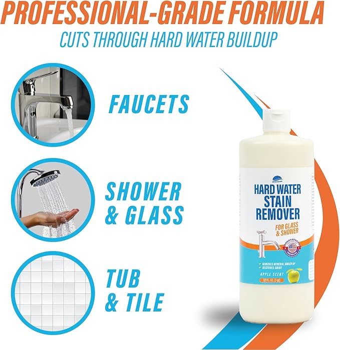 ShineSafe Hard Water Stain Remover – Professional-Grade Calcium Lime Rust Cleaner for Glass, Shower, Tub, Sink – Bleach-Free – 16 Fl Oz