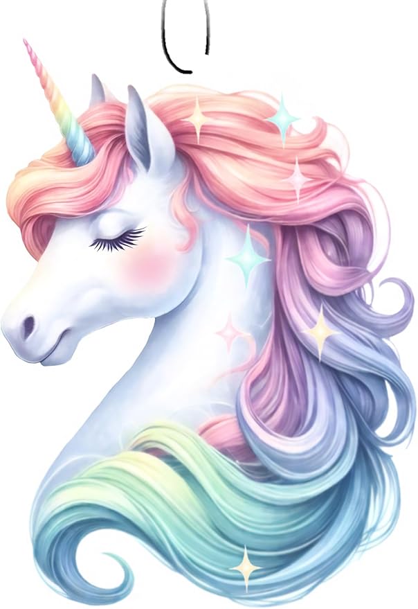 Spoontiques Unicorn Air Freshener (3pk) - Themed Car Interior Accessories & Essentials, Hanging Air Freshener for Cars & Trucks, Long-Lasting Fragrance (New Car Scent)