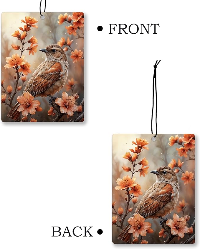 Vintage Floral Bird Car Air Freshener 4 Pcs, Cottagecore Nature Animal Hanging Scents Air Freshener for Women Girls Gifts, Birds Lover Gifts Scented Car Accessories Decor for Room Closet Drawer