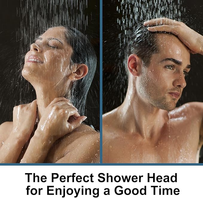 OFFO Shower Head, High Pressure Shower Head with Pause Mode, 9 Mode Fixed Showerheads for Strong Water Flow & Relaxing Shower Experience, Chrome