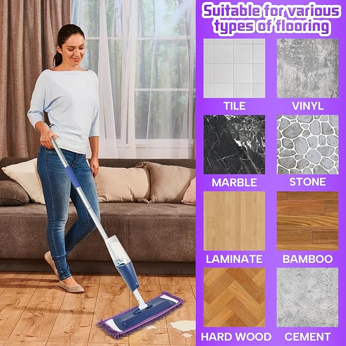 2 Pack Pet System Microfiber Sweeping Pad, Reusable Pet Replacement Mop Pad for Multi-Surface Floors, 18 Inch Washable Cleaning & Dusting Pads, Attracts & Picks Up Pet Hair