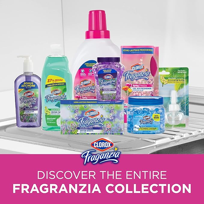 Clorox Fraganzia Crystal Beads Air Freshener, Long Lasting Room Deodorizer and Odor Eliminator Gel Beads to Freshen Home, Car, or Office, Lavender with Eucalyptus Scent, 12 Fl Oz - 12 Pack