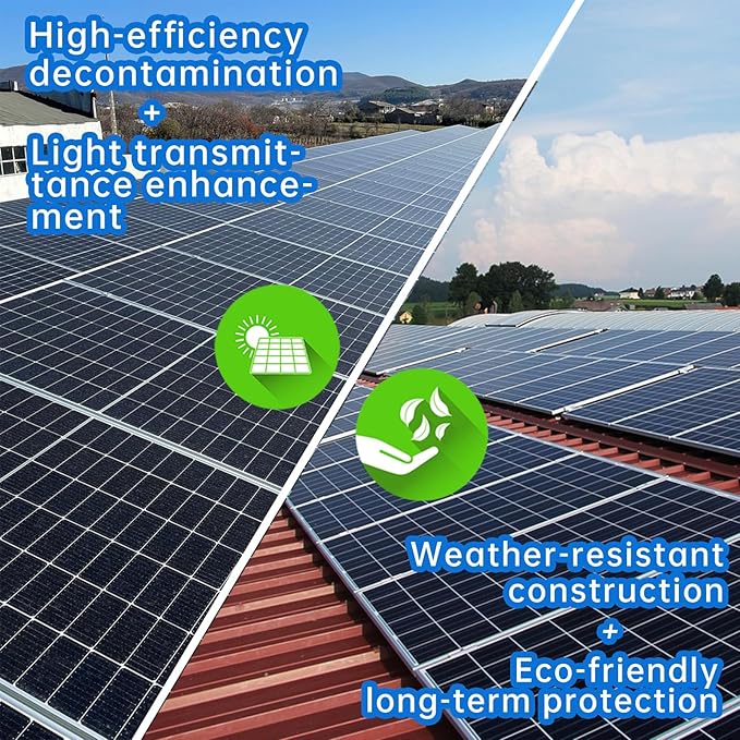 Solar Panel Cleaner 32 oz (Makes 150 Gallons) Powerful Concentrated Cleaning Solution for Glass, PV Panel, Metal & Acrylic | Streak-Free & Non-Toxic, Deep Cleansing, Safe for Multi-Surface