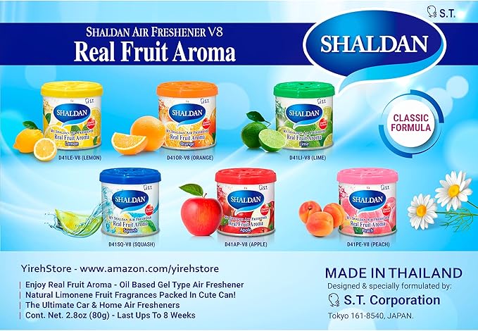 My Shaldan Orange Scent 3-cans, V8 Original Classic Formula, Car Cup-holder Natural air freshener, Real Fruit Aroma