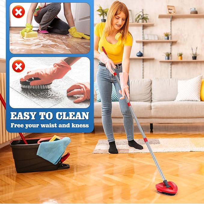Wa.IE JiemiMicrofiber Spin Mop Refills Head Compatible for EasyWring 1-Tank System (6-Pack Set: Includes 1 Mop Scrub Brush + 1 Mop Base + 4 Pack Cleaning Floor Mop Head)