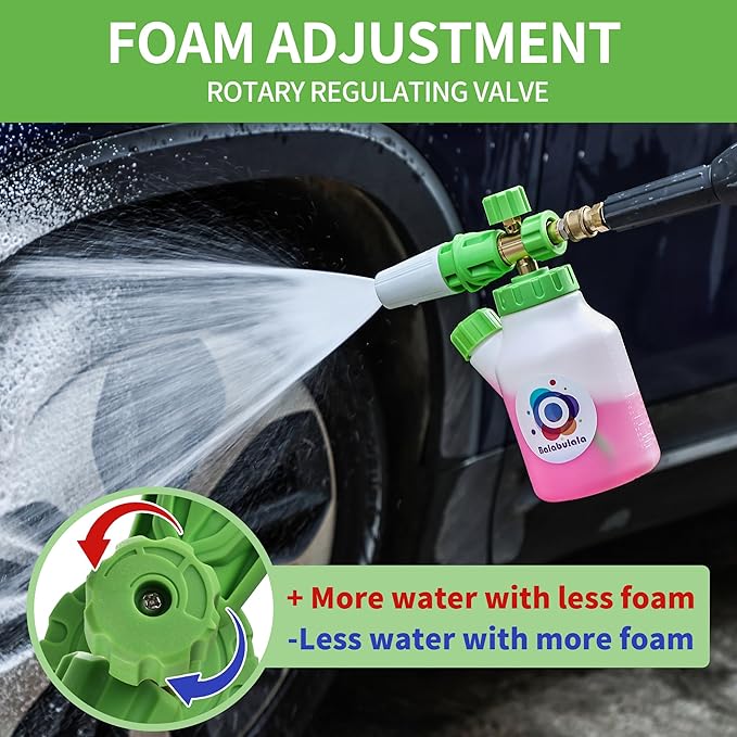 Foam Cannon for Pressure Washer with Dual Connector, Balabulala Car Foam Cannon with dual adapter, M22 and 1/4" Quick Connect,4200 PSI