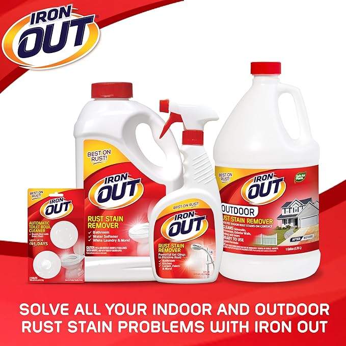 Iron OUT Rust Stain Remover Powder, Remove Rust Stains In Bathrooms, Kitchens, Appliances, Laundry, And Outdoors, 4.75 Pound Bottle