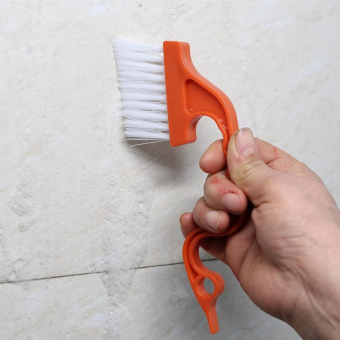 Slick- Window Track Cleaning Brush, 2 Pack, Navy Blue/Orange Ergonomic Handle, Built-in Scraper, Multipurpose, Window Track Cleaning Tools