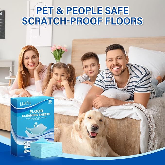 YUCO Floor Cleaner Sheets for Mopping,Fast Dissolvable and Ultra-Concentrated,Ease Effective Deep Clean Stains and Odors,Pet Safe,Keep it Fresh and Clean,Plastic-Free Packaging (1 Pack of 30 Washes)