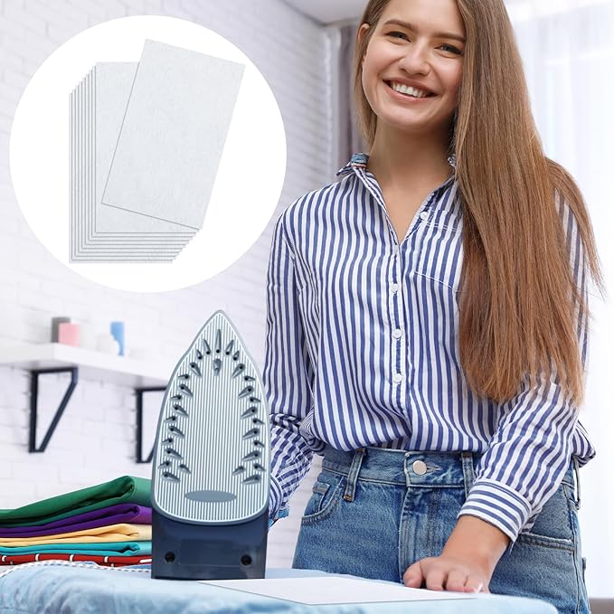 30 Pcs 6 x 10 Inch Hot Iron Cleaner Sheets Faultless Cream Stainless Steel Soleplate Iron Cleaner Kit Lining Cloth