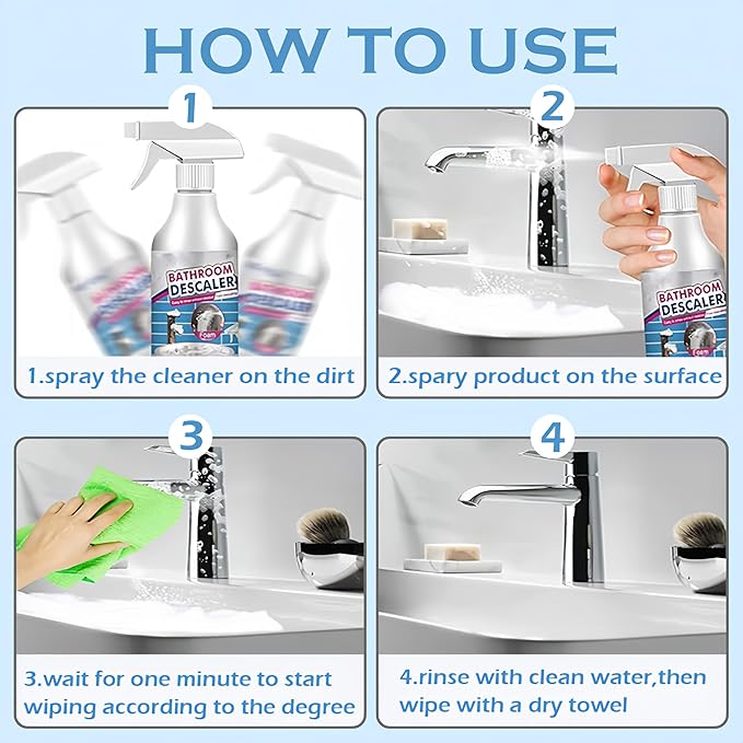 Bathroom Descaler Foam Cleaner, New Stubborn Stains Cleaners Multipurpose Bathrooms Foam Cleaners, 2.02 Oz All Purpose Rinse Cleaning Foams for Bathtub,Glass,Faucet,Toilet (1 Pcs)