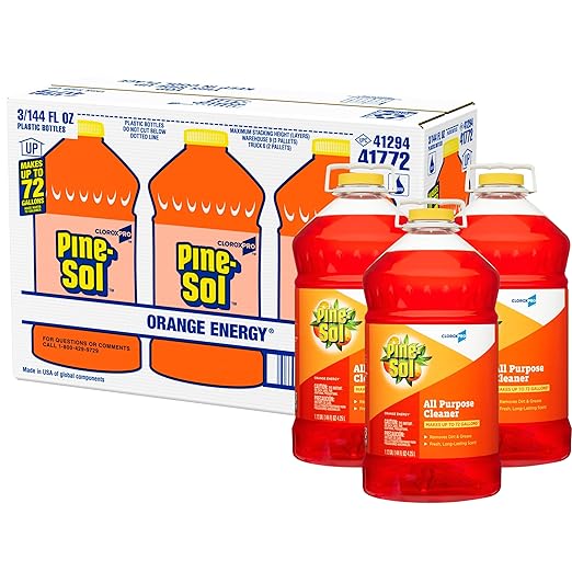 CLOROX CloroxPro Pine-Sol All Purpose Cleaner, Multi-Surface Cleaning, Healthcare Cleaning and Industrial Cleaning, Orange Energy, 144 Ounces (Package May Vary) - 41772 (Pack of 3)