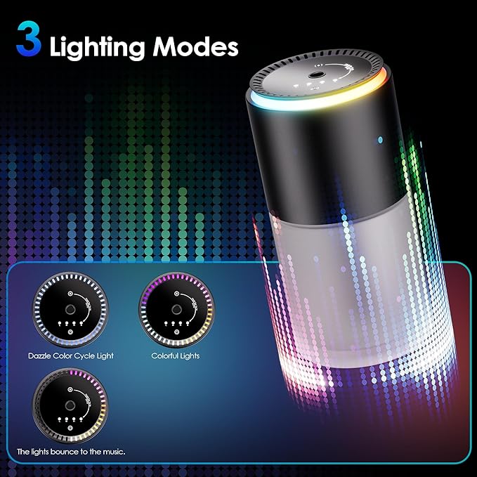 Car Air Freshener,Smart Car Air Freshener,car Diffuser with 150 ML (5oz) Capacity Multi-fragrance,RGB Music Syncing Light, Auto On/Off (Angels)