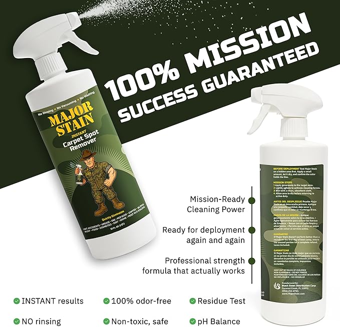 Carpet Stain Remover Spray 32oz (2 Pack) – Powerful Cleaner & Spot Remover for Upholstery, Rugs & Fabric – Removes Wine, Coffee, Grease & Food Stains – Fragrance Free