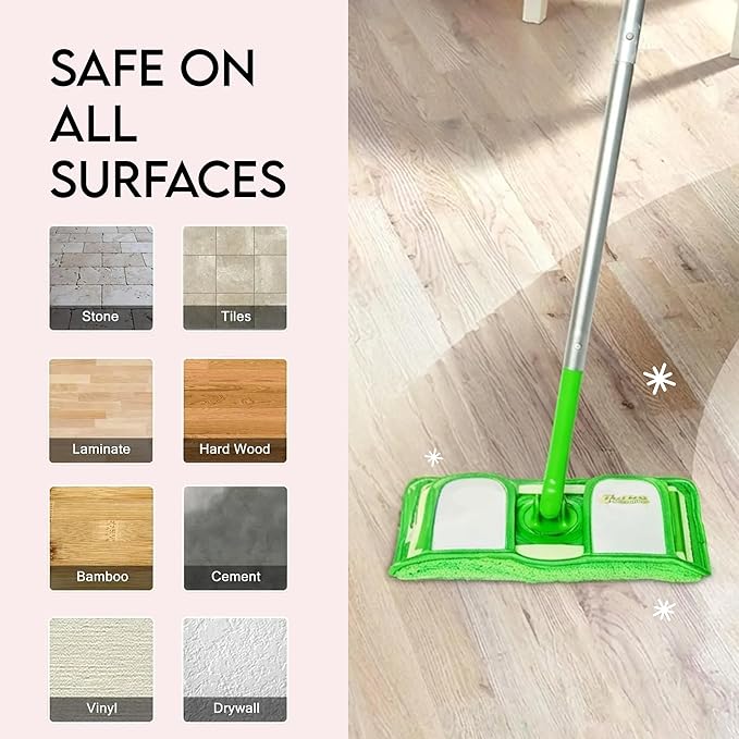 Reusable Pads Compatible with Swiffer Sweeper Mops - Washable Microfiber Mop Pad Refills by Turbo - 12 Inch Floor Cleaning Mop Head Pads Work Wet and Dry - 2 Pack