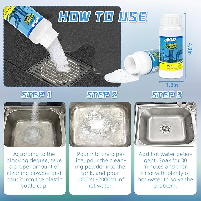 Wild Tornado Sink and Drain Cleaner,The Pipe Dredge Quick Unclog For Kitchen Toilet Sink Drain Quick Cleaning Tool.(5pcs)