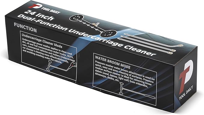 Tool Daily Dual-Function Undercarriage Cleaner, 24 Inch, Water Broom for Pressure Washer with 7 Nozzles, Under Car Washer Attachment, 3 Pcs Extension Wand, 4000 PSI